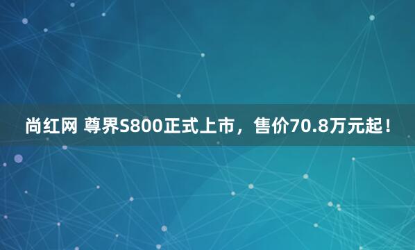 尚红网 尊界S800正式上市，售价70.8万元起！