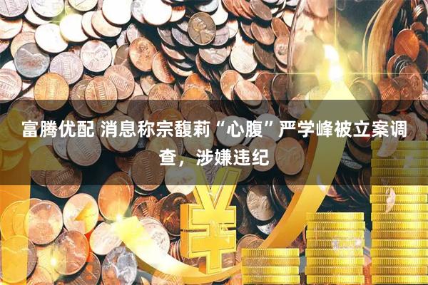 富腾优配 消息称宗馥莉“心腹”严学峰被立案调查，涉嫌违纪